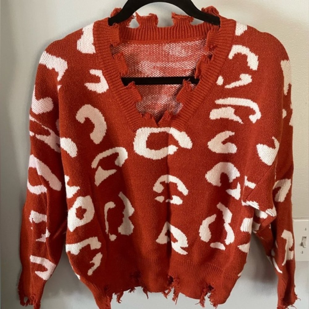 Orange/White Pattern Sweater